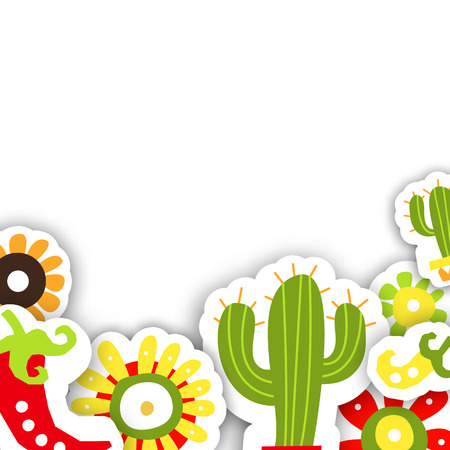 Frame template for the Mexican traditional holiday Cinco de Mayo. Vector illustration for design of cards or invitations.のイラスト素材