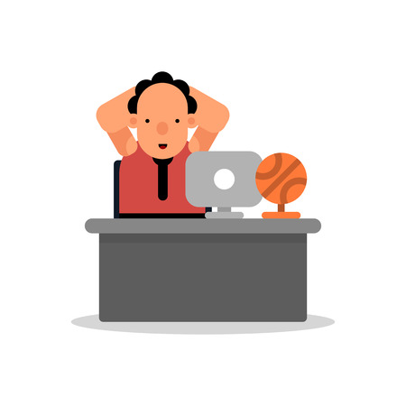 Basketball manager. Sports director in the workplace. Vector illustration isolated on white background.のイラスト素材