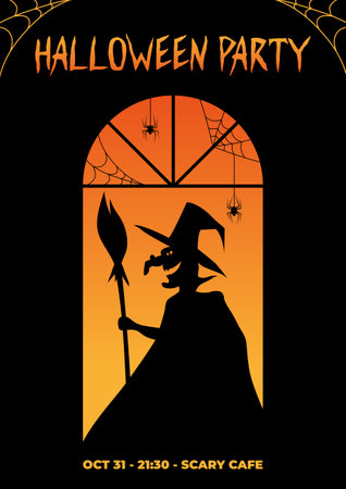 Halloween Party Poster. witch house.のイラスト素材