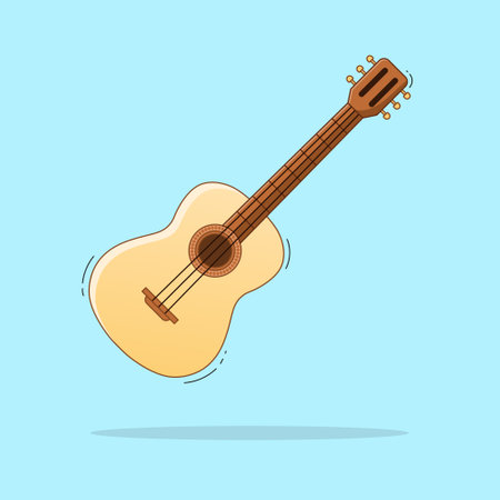 Acoustic guitar on a blue background. Music instrument. vector illustration.のイラスト素材