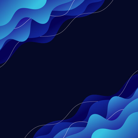 Blue abstract background. blue waves. square wallpaper. Gradient. white lines. pattern.のイラスト素材
