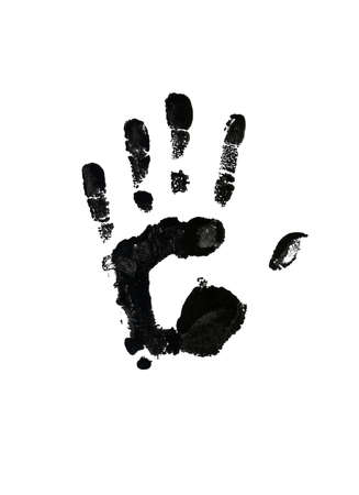 Print of hand of human, cute skin texture pattern,grunge illustration. Scanning the fingers, palm on white backgroundの写真素材