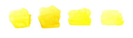 set of yellow neat watercolor spots for text and backgroundの写真素材