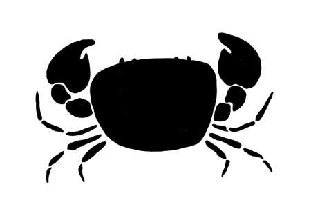 Realistic Crab in silhouette.Realistic Crab in silhouette black simple shapes isolated on white background for label design templateの写真素材