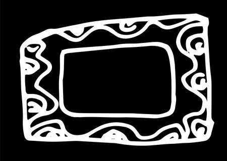 Hand drawn card on black backdrop. Vector design template. Black background. Doodle cartoon style. Grunge background. Graphic element vector. Grunge texture. Vector pattern. Photo frame.のイラスト素材