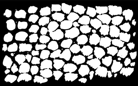 Beautiful abstract design template with black spots close up background on white background.Modern vector illustration. Paper art background black spots cover for conceptual design. Abstract modern print. Background black spots are closed in a modern style on a dark background. Template black spots of rounded irregular shape on a white background for vector designのイラスト素材