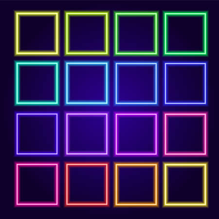 Neon square multi-colored frames.のイラスト素材