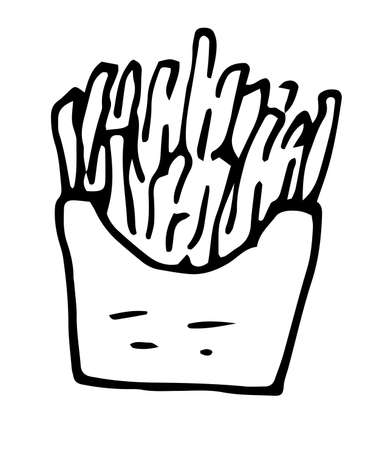 French fries flying to paper box.のイラスト素材