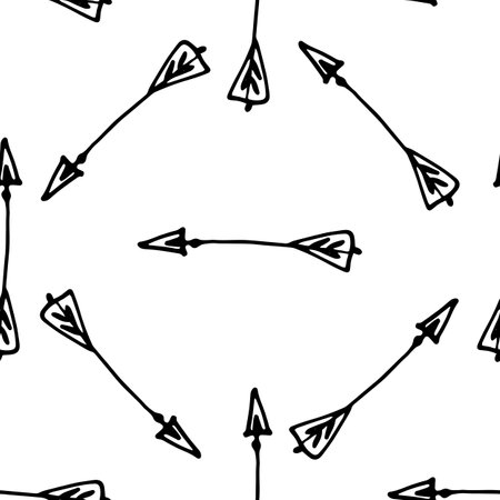 Modern doodle arrow pattern, great design for any purposes. Seamless pattern abstract design.のイラスト素材