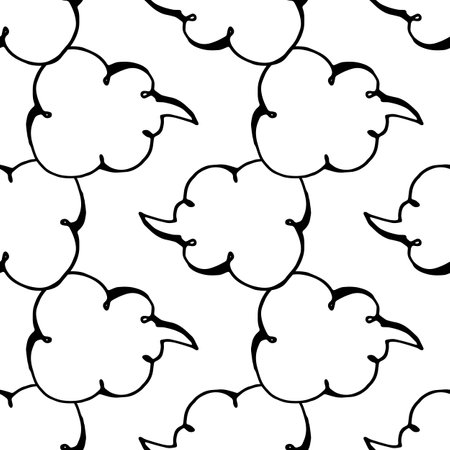 Vintage cartoon icon with doodle speech bubble empty. Abstract background banner. Communication concept. vector seamless pattern of the empty speech bubble element in the doodle style.pattern of hand drawn comic style bubble speech black outline outline line on white background spiral line for design template with empty space for textのイラスト素材