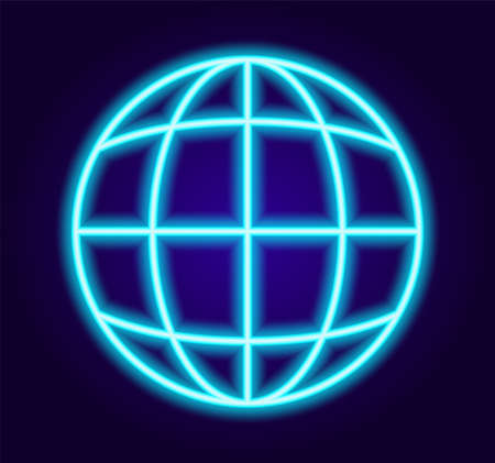 neon internet web sign symbol.Abstract web symbol neon blue for concept design. Website vector icon. Vector concept. Business circle. Simple design. Website icon symbol illustration. Web seo concept.のイラスト素材