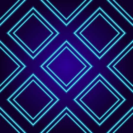 Vector seamless pattern of a NEON diamond with a blue double line.のイラスト素材