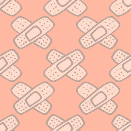 vector seamless pattern of medical patches glued on top of each other in a cross on a cross.のイラスト素材