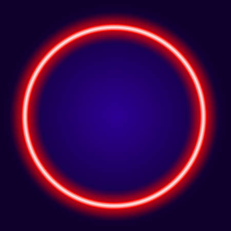 3d neon colored circles for decoration design. business card. Blue color. Neon circle of blue color. A round-shaped vector frame glowing in the dark with a bright blue outline with an empty space inside for text. neon sign templateのイラスト素材