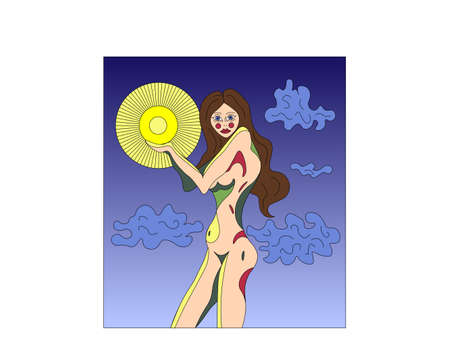 Fairy woman with sunのイラスト素材