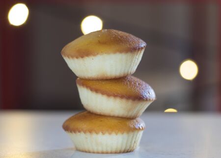 Cupcakes on the white tableの写真素材