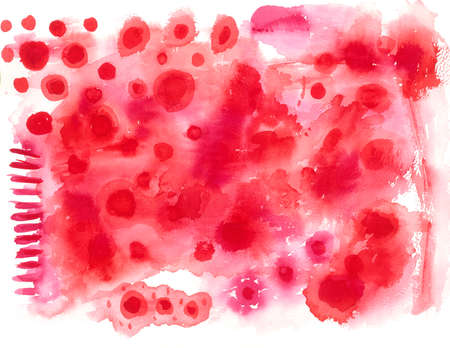 water splash top view, watercolor red and white texture abstraction backgroundの写真素材