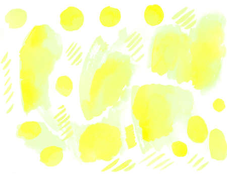 Abstract watercolor hand painted background splash top view, stains splash, spot, brush, texture yellow paintingの写真素材