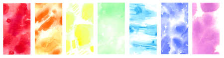 Collection of rainbow colorful mix. Watercolor abstraction set with space for text and your design.の写真素材
