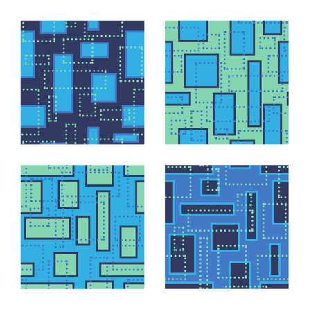 Set af art seamless mosaic patterns. Collection of geometric simple abstract texture backgrounds.の写真素材