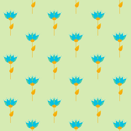 Spring floral seamless pattern. Simple shapes. Sketch drawing and nature motif.の写真素材