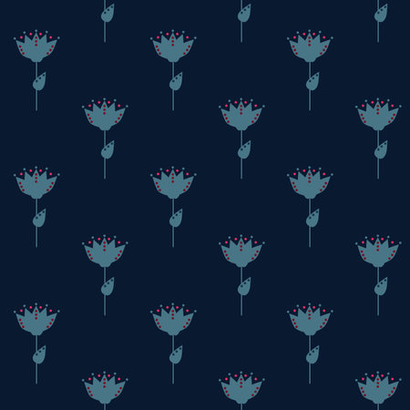 Cute hand drawn floral background with simple seamless patternsの写真素材