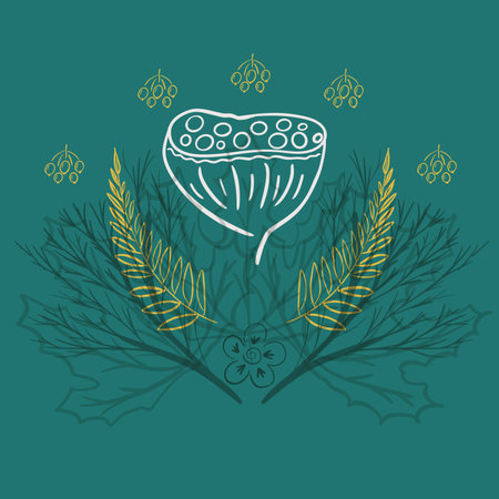 Floral isolated pattern. Simple shapes. Sketch drawing and nature motif.の写真素材