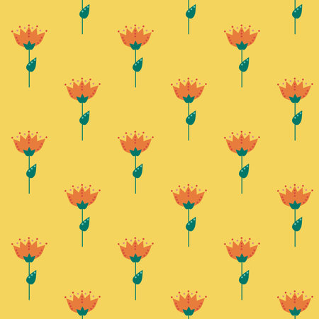 Floral seamless pattern. Simple shapes. Sketch drawing. Nature motif.の写真素材
