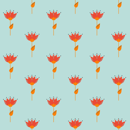 Floral seamless pattern. Simple shapes. Sketch drawing. Nature motif.の写真素材