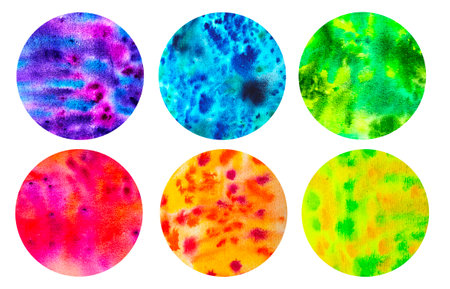 Set of abstract watercolor rainbow colorful circlesの写真素材