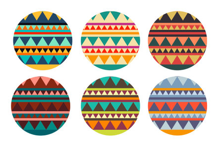 Set of abstract colorful circles in African styleの写真素材