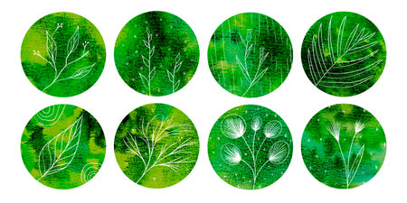 Set of abstract watercolor rainbow colorful circles for highlightsの写真素材
