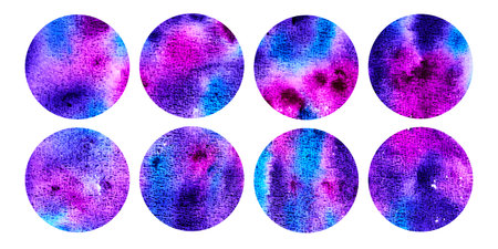 Set of abstract watercolor rainbow colorful circlesの写真素材