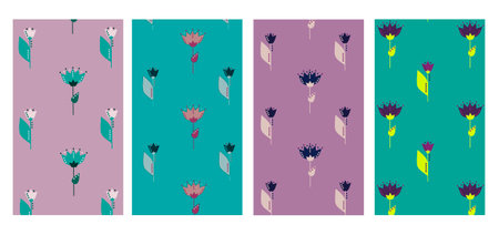 Set of abstract with wildflowers space templates for storiesの写真素材