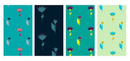 Set of abstract with wildflowers space templates for storiesの写真素材