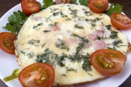 Omelette on a plateの写真素材