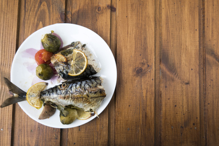 Cooking mackerel fishの写真素材