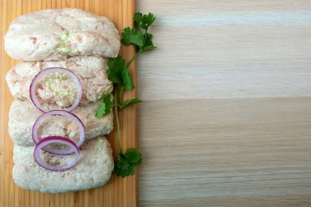 raw chicken cutletsの写真素材