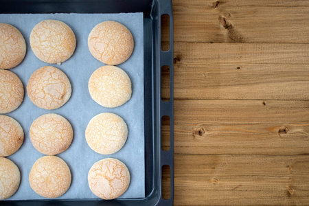 Delicious round cookies sprinkled with sugar, cooked at home.