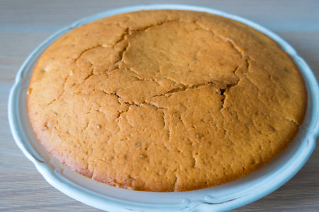 A nice and mouth-watering home-made fruitcake close-up