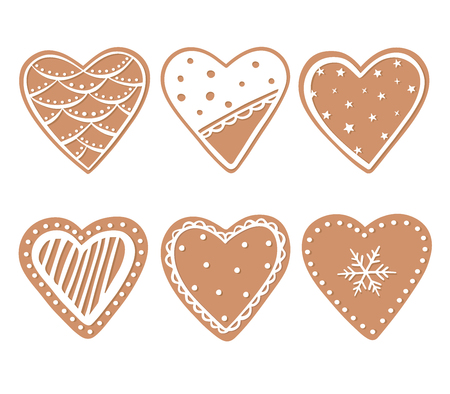 Heart shape Gingerbread cookies set designのイラスト素材