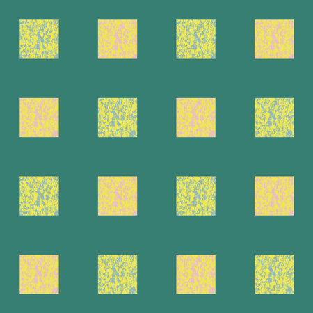 Seamless pattern on a green background yellow squares with river soil texture. For your projects,...