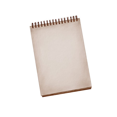 Blank notepad or notebook vintage style isolated on white background,with vintage paper top view. Watercolor illustration. For stickers, booklets, posters, business cards, packaging, business.の写真素材