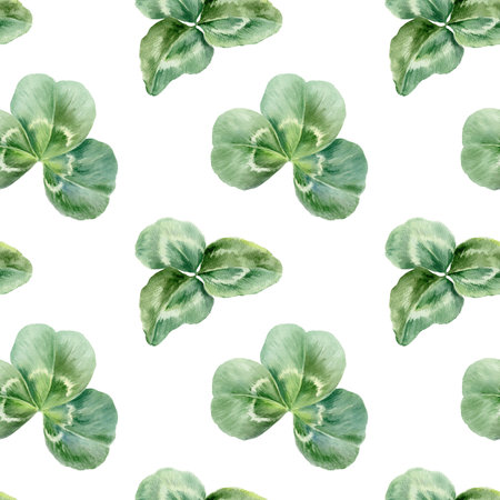 Shamrock trefoil clover in seamless pattern,Irelands national symbol embodying Christian...