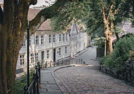 old houses of the city of Stavanger, Norwayの写真素材