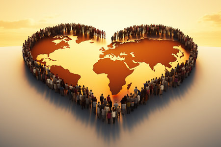 group of young people holding the globeの素材