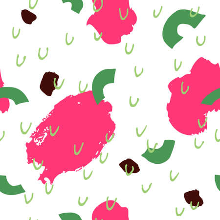 Fashion Abstract seamless pattern. Different Shapes isolated on white. Fun Doodle drawings. Creative colorful background design for shirt, textile, fabric. Trendy stock vector illustration.のイラスト素材
