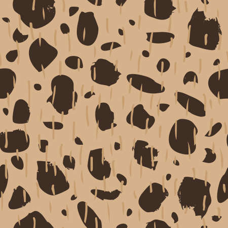 Seamless pattern with abstract stains and stripes. imitation of leopard print. Textured effect. Creative design for textile, wallpaper, fabric, fashion. Trendy stock vector illustration.のイラスト素材