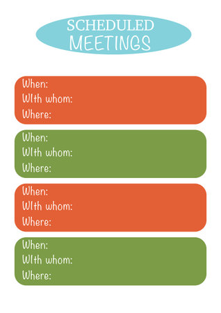 Sheet template for scheduled meetings. Minimalistic, simple, bright. A4.