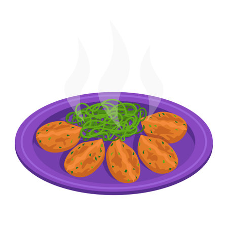 Croquettes. Minced meat or vegetables, breaded and deep fried. Appetizer. vector graphic.のイラスト素材